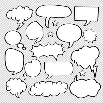 Comic speech bubbles icons collection 32 Stock Illustration