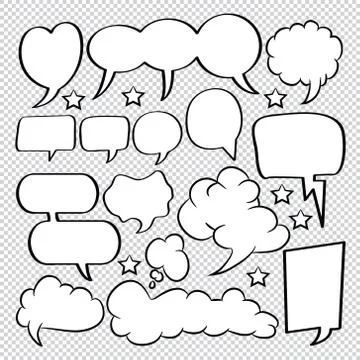 Comic speech bubbles icons collection 36 Stock Illustration