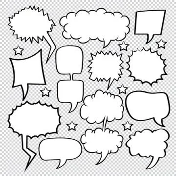 Comic speech bubbles icons collection 34 Stock Illustration