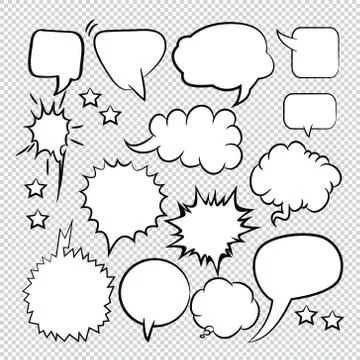 Comic speech bubbles icons collection 26 Stock Illustration