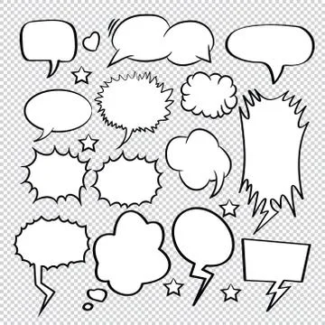 Comic speech bubbles icons collection 25 Stock Illustration