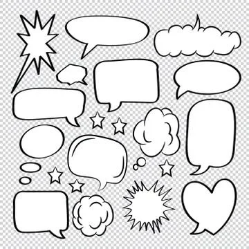 Comic speech bubbles icons collection 20 Stock Illustration