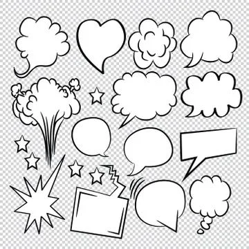 Comic speech bubbles icons collection 19 Stock Illustration