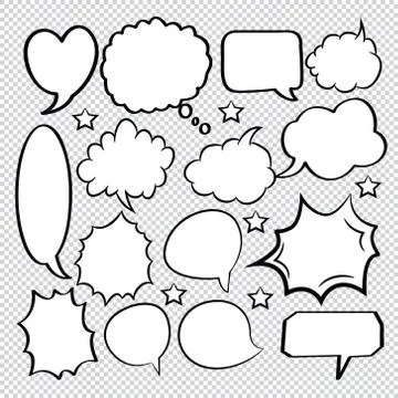 Comic speech bubbles icons collection 17 Stock Illustration