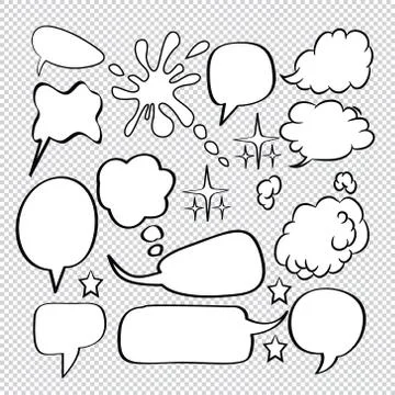 Comic speech bubbles icons collection 16 Stock Illustration