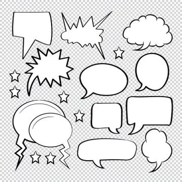 Comic speech bubbles icons collection 15 Stock Illustration