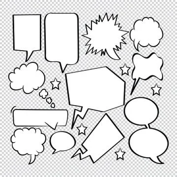 Comic speech bubbles icons collection 13 Stock Illustration
