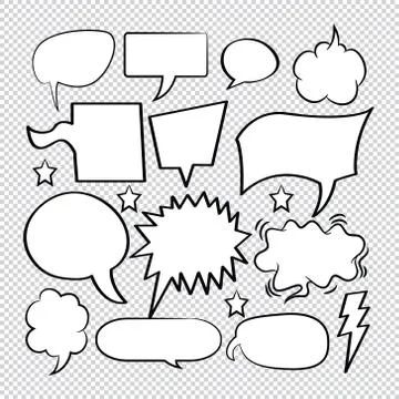 Comic speech bubbles icons collection 14 Stock Illustration