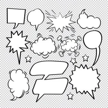 Comic speech bubbles icons collection 10 Stock Illustration