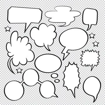 Comic speech bubbles icons collection 30 Stock Illustration