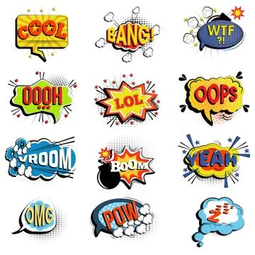 Comic speech bubbles. Onomatopoeic expressions Stock Illustration