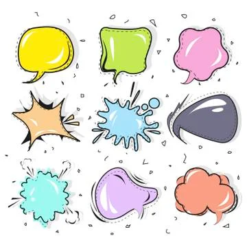 Comic speech bubbles pop art style Stock Illustration