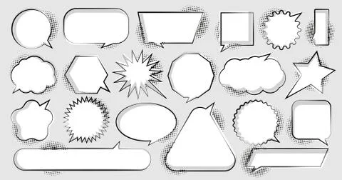 Comic speech bubbles set with different emotions or set of comic text, pop ar Stock-Illustration