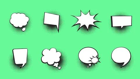 Comic speech bubbles set isolated on green Stock Illustration