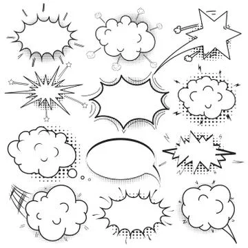 Comic speech bubbles set. Speech bubble pop art style. Vector illustration. Stock Illustration