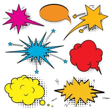Comic speech bubbles set. Speech bubble pop art style. Vector illustration. Stock Illustration