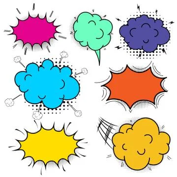 Comic speech bubbles set. Speech bubble pop art style. Vector illustration. Stock Illustration