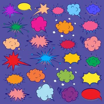 Comic speech bubbles set. Speech bubble pop art style. Vector illustration. Stock Illustration