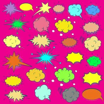 Comic speech bubbles set. Speech bubble pop art style. Vector illustration. Stock Illustration