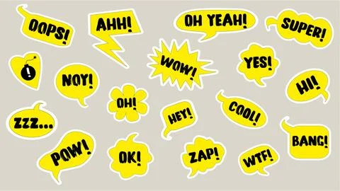 Comic speech bubbles set in yellow Illustrazione stock