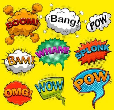 Comic speech bubbles. Sound effects. Vector illustration Stock Illustration