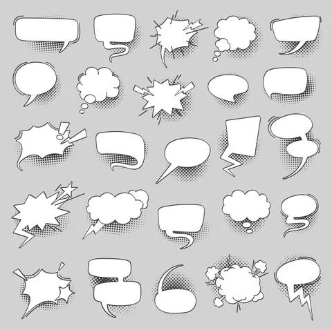 Comic speech bubbles, talk, debate, dispute clouds Stock Illustration