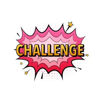 Comic speech bubbles with text challenge. Vintage cartoon illustration. Symbol 스톡 일러스트