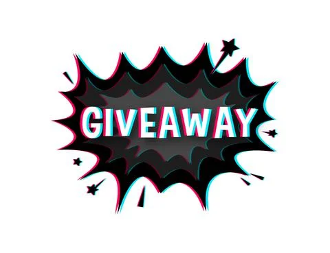 Comic speech bubbles with text giveaway. Glitch icon. Symbol, sticker tag Illustrazione stock