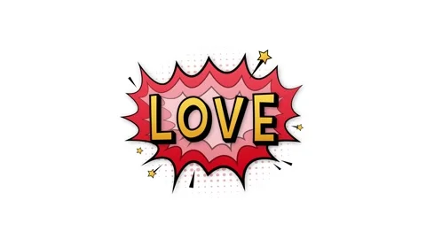 Comic speech bubbles with text Love. Vintage cartoon illustration. Symbol Stock Footage 156620740