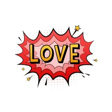 Comic speech bubbles with text Love. Vintage cartoon illustration. Symbol Illustrazione stock