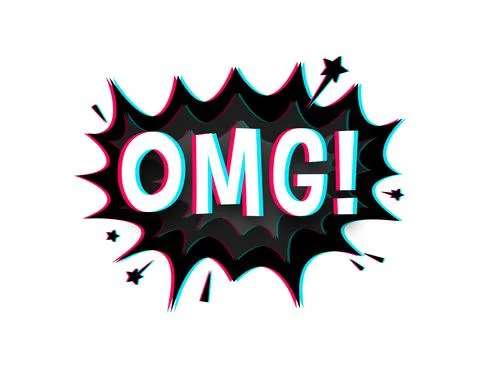 Comic speech bubbles with text Omg. Glitch icon. Symbol, sticker tag, special Illustrazione stock