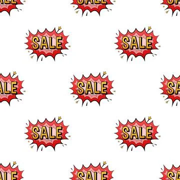 Comic speech bubbles with text Sale pattern. Vintage cartoon illustration Stock Illustration