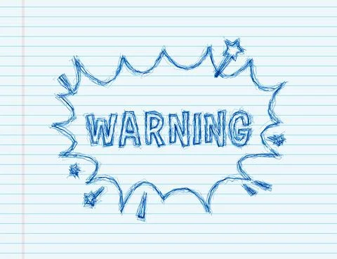 Comic speech bubbles with text warning. sketch icon. Symbol, sticker tag Stock Illustration