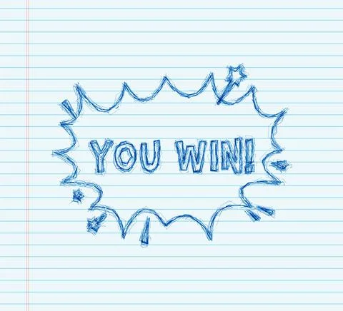 Comic speech bubbles with text You win. sketch icon. Symbol, sticker tag Stock Illustration