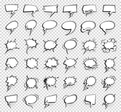 Comic speech bubbles, think clouds, talk balloons Stock Illustration