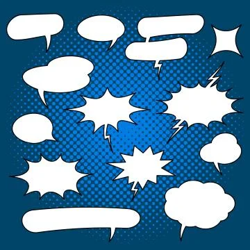 Comic speech bubbles vintage magazine set Stock Illustration