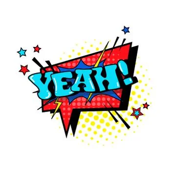 Comic Speech Chat Bubble Pop Art Style Yeah Expression Text Icon Stock Illustration