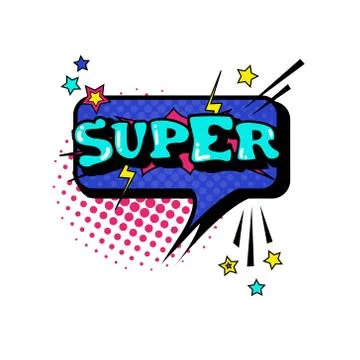 Comic Speech Chat Bubble Pop Art Style Super Expression Text Icon Stock Illustration