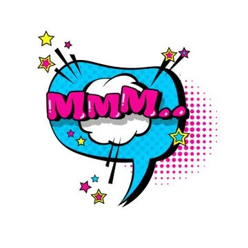 Comic Speech Chat Bubble Pop Art Style Mmm Expression Text Icon Stock Illustration