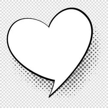 Comic speech heart. Cartoon talking and thought about love bubble. Retro shape Stock Illustration
