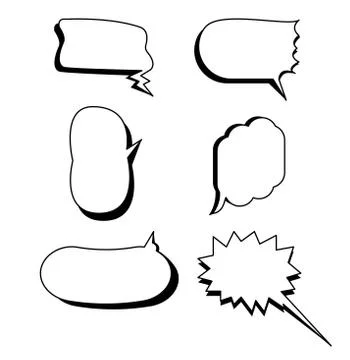 Comic speech text boxes set vector with isolated white background Stock Illustration