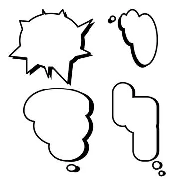 Comic speech text boxes set vector with isolated white background Stock Illustration