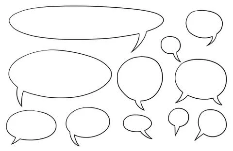 Comic Speech Text Vector Bubbles Set Stock Illustration