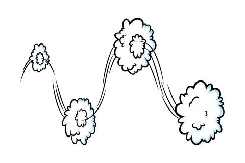 Comic speed effect with clouds. Comic clouds with motion trail lines. Vector Stock Illustration