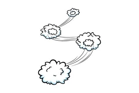 Comic speed effect with clouds. Comic clouds with motion trail lines. Vector Stock Illustration