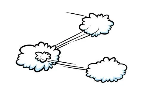 Comic speed effect with clouds. Comic clouds with motion trail lines. Vector Stock Illustration