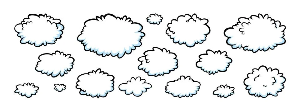 Comic speed effect with clouds. Comic clouds with motion trail lines. Vector Stock Illustration