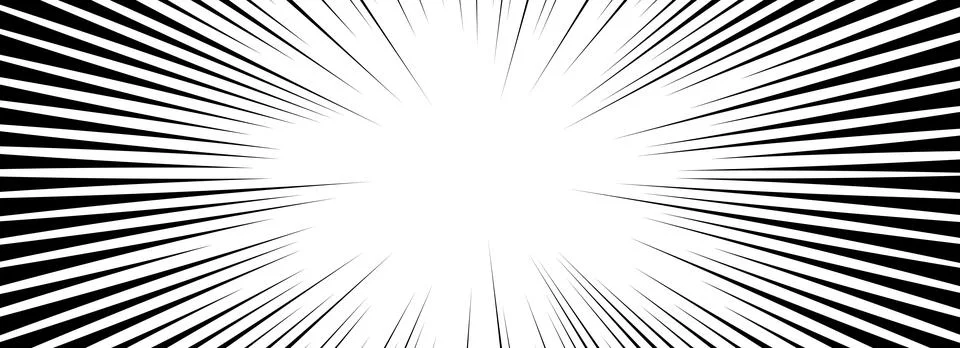 Comic speed line background. Cartoon book explosion effect. Black and white Illustrazione stock