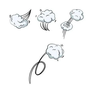 Comic speed line clouds cartoon motion element Stock Illustration