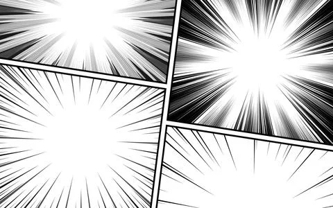 Comic speed lines, explosion pattern with dynamic motion lines. Black and w.. Illustrazione stock